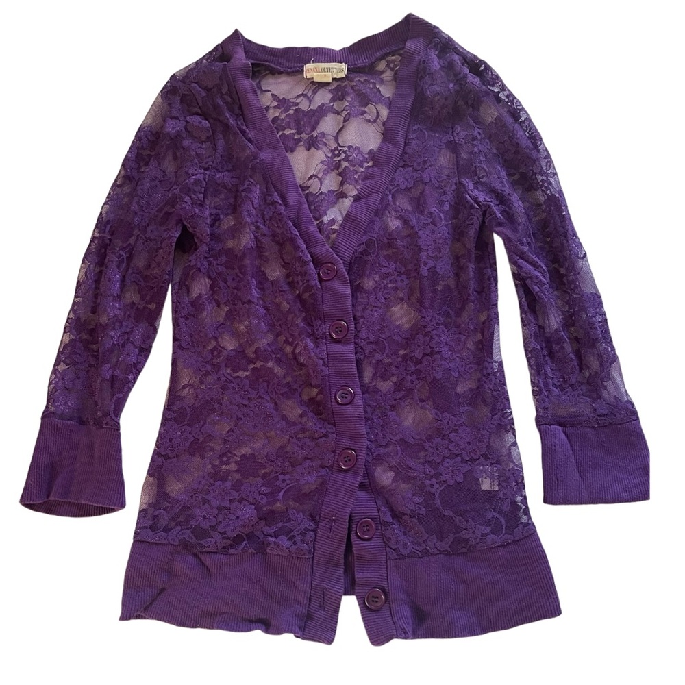 Beautiful Purple Lace Button  Down Cardigan